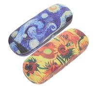 EXCEART Hard Shell Glasses Case 2 Pack Portable Eyeglasses Box with Patterned Design for Men and Women Protective Spectacle Cases for Everyday Use and Travel Storage