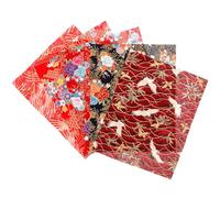 EXCEART Japanese Cotton Fabric Squares Set 5 Pieces 9.84X7.87In Quilting Fabric for DIY Sewing Patchwork Crafts with Floral Patterns and Gold Foil Packaging