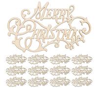 EXCEART Merry Christmas Wooden Cutout 20pcs Unfinished Wood Letter Pieces Slice Embellishment Blank Xmas Tree Tags for DIY Scrapbooking Xmas Sewing Crafts