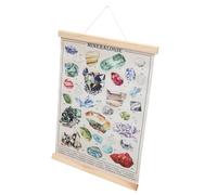 EXCEART Mineral Hanging Scroll Decorative Wall Art Elegant Crystal Poster with Wooden Frame for Living Bedroom Aesthetic Home Decor and Reusable Indoor Decoration
