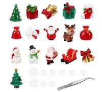 EXCEART Mini Christmas Ornaments 27Pcs Christmas Miniature Ornaments Kit Resin Elk Snowman Sleigh Deer Car Snow Ornament Decoration Kit for DIY Fairy Garden and Snow Globes Crafts