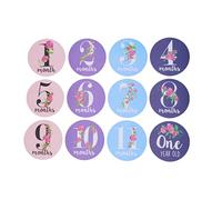 EXCEART Monthly Milestone Cards Beautiful Newborn Stickers Set 12pcs Flower Pattern for Infant's Born Milestones