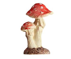 EXCEART Red Resin Mushroom Toadstool Figurine Flat Base, Realistic Miniature Garden Ornament for Fairy Garden, Terrariums, and Planters, Outdoor Home Decoration