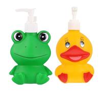 EXCEART Refillable Pump Dispenser Bottles 2-Pack 300Ml Cartoon Lotion Dispensers for Shampoo Shower Gel Body Wash Portable Bathroom Accessory