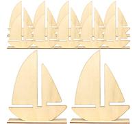 EXCEART Sailboat Shape Wood Slices 10 Pieces Unfinished Wooden Base Plates Rustic Embellishments DIY Craft Supplies for Home Art Projects and Holiday Decorations