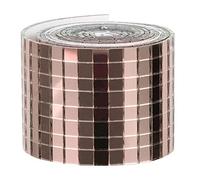 EXCEART Self-Adhesive Mosaic Mirror Tiles Roll 1464Pcs Rose Gold Mini Square Glass Stickers for Wall Decoration Waterproof Vinyl Wall Tiles for Home Kitchen Bathroom DIY