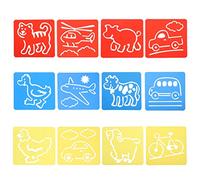 EXCEART Sketchpad 12 Pcs Plastic Drawing Stencils for Kids Hollow Out Painting Template Animals and Vehicles Drawing Stencil Kit (Mixed Colors) Draw Tablet