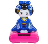 EXCEART Solar Dancing Figures Blue Plastic Solar Powered Shaking Head Nodding Doll Car Ornament Dashboard Decoration for Vehicle Interior