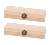 EXCEART Solid Wood Pencil Box 8.27X2.76X1.50In Unpainted Wooden Stationery Box with Lid for Pen Storage Home Office School Desk Organizer Set of 2