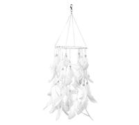 EXCEART Wind Chime Pendant Boho Decor Wall Hanging Handmade Dreamcatcher Ceiling Decor Dream Catcher Pendant Double Circle Dream Catchers White Decorative Lights