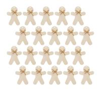 EXCEART Wooden Christmas Tree Decoration 20 Sets Gingerbread Man Craft Decorations Unfinished Wood Cutouts with Hanging Ropes Diy Tree Hanging Ornament for Holiday Home Office