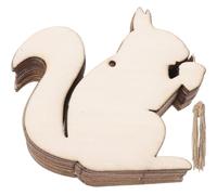 EXCEART Wooden Squirrel Shape Decorations with Hemp Rope 10Pcs Natural Wood Craft Supplies for DIY Christmas Wedding Birthday Party Hanging Ornaments