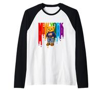 Exceed The Limit New York Teddy Bear- Colorful NYC Boroughs Raglan Baseball Tee