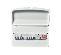 Excel 14 Way Metal Clad Consumer Unit Populated Split Load c/w 100A Main Switch + 2x63A Type A RCD + SPD (2x6A,1x16A,3x32A MCB’s) - E1406TR-AS