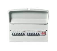 Excel 18 Way Metal Clad Consumer Unit Populated Split Load c/w 100A Main Switch + 2x63A Type A RCD (3x6A,3x16A,5x32A,1x40A MCB’s) - E1812TR-A