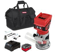Excel 18V 1/4" Router Trimmer with 1 x 4.0Ah Battery Fast Charger & Bag