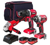 Excel 18V 3 Piece Power Tool Kit with 2 x 5.0Ah Batteries & Charger EXLKIT-16280 - Power Tool -Twin Kit -18V Cordless Power Tool Kits-Cordless Kit -Combo Kit-Mega Power Tool-Excel Kit