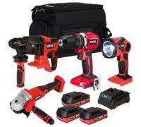 Excel 18V 4 Piece Cordless Power Tool Kit with 3 x 2.0Ah Batteries Charger & 20" Bag
