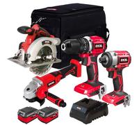 Excel 18V 4 Piece Power Tool Kit with 2 x 4.0Ah Batteries & Charger EXLKIT-16284 - Power Tool -Twin Kit -18V Cordless Power Tool Kits-Cordless Kit -Combo Kit-Mega Power Tool-Excel Kit