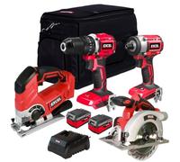 Excel 18V 4 Piece Power Tool Kit with 2 x 4.0Ah Battery & Charger EXLKIT-401 - Monster Power Tool Kit- Combo Kit- 18V Cordless Power Tool Kits- Mega Power Tool- Excel kit