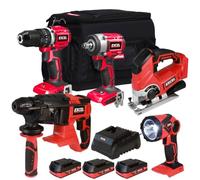 Excel 18V 5 Piece Power Tool Kit with 3 x 2.0Ah Battery & Charger