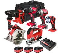 Excel 18V 6 Piece Power Tool Kit with 3 x 5.0Ah Battery & Charger EXL5657 - Tool Set - Monster Power Tool Kit - Combo Kit - 18V Cordless Power Tool Kits -Combo Kits - Excel kit