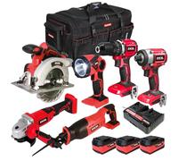 Excel 18V 6 Piece Power Tool Kit with 3 x 5.0Ah Battery & Charger EXL8944 - Monster Power Tool Kit- Combo Kit- 18V Cordless Power Tool Kits- Mega Power Tool- Excel kit