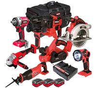 Excel 18V 7 Piece Power Tool Kit with 3 x 4.0Ah Batteries EXL10206 - Monster Power Tool Kit- Combo Kit- 18V Cordless Power Tool Kits- Mega Power Tool- Excel kit