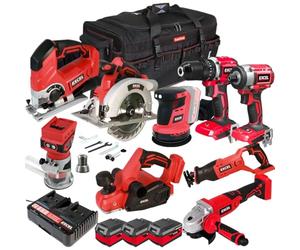 Excel 18V 9 Piece Power Tool Kit with 3 x 4.0Ah Batteries & Charger EXLKIT-16294 - Power Tool -Twin Kit -18V Cordless Power Tool Kits-Cordless Kit -Combo Kit-Mega Power Tool-Excel Kit