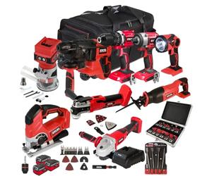 Excel 18V 9 Piece Power Tool Kit with 3 x 4.0Ah Battery Charger & Accessories EXLKIT-17309