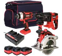Excel 18V Cordless 3 Piece Tool Kit with 4 x 5.0Ah Batteries & Charger in Bag EXL5044 - Combo Kit - Monster Power Tool Kit - 18V Cordless Power Tool Kits - Mega Power Tool - 3 Piece Tool Kit