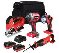 Excel 18V Cordless 4 Piece Tool Kit with 2 x 2.0Ah Batteries & Charger in Bag