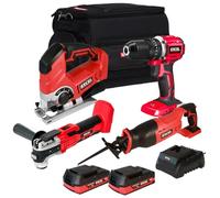 Excel 18V Cordless 4 Piece Tool Kit with 2 x 2.0Ah Batteries & Charger in Bag EXLKIT-29330