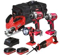 Excel 18V Cordless 5 Piece Tool Kit with 2 x 2.0Ah Batteries & Charger in Bag