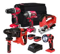 Excel 18V Cordless 5 Piece Tool Kit with 2 x 5.0Ah Batteries & Charger EXL5231 - Power Tool -Twin Kit -18V Cordless Power Tool Kits-Cordless Kit -Combo Kit-Mega Power Tool-Excel Kit