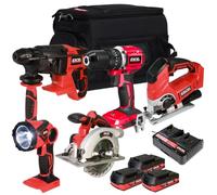Excel 18V Cordless 5 Piece Tool Kit with 3 x 2.0Ah Batteries & Charger