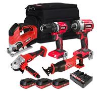 Excel 18V Cordless 5 Piece Tool Kit with 3 x 2.0Ah Battery & Charger