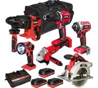 Excel 18V Cordless 6 Piece Tool Kit with 3 x 2.0Ah Batteries & Charger in Bag