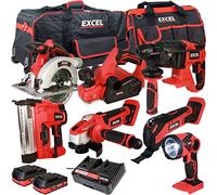 Excel 18V Cordless 7 Piece Power Tool Kit with 2 x 2.0Ah Batteries EXL10222- Monster Power Tool Kit- Combo Kit- 18V Cordless Power Tool Kits- Mega Power Tool- Excel kit