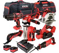Excel 18V Cordless 7 Piece Power Tool Kit with 2 x 5.0Ah Batteries EXL10212- Monster Power Tool Kit- Combo Kit- 18V Cordless Power Tool Kits- Mega Power Tool- Excel kit