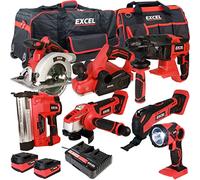 Excel 18V Li-ion 7 Piece Cordless Power Tool Kit with 2 x 5.0Ah Batteries & Charger EXL10220- Monster Power Tool Kit- Combo Kit- 18V Cordless Power Tool Kits- Mega Power Tool- Excel kit