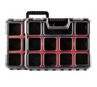 Excel 2-in-1 Tool Organiser Case - Portable Tool Storage Box with Adjustable Dividers, Transparent Lid & Removable Compartments - Compact, Stackable Hardware Organiser for DIY, Screws, Nuts, Bolts