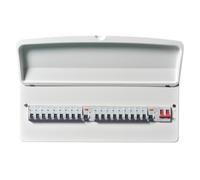 Excel 24 Way Metal Clad Consumer Unit Populated Split Load c/w 100A Main Switch + 2x80A Type A RCD (6x6A,1x10A,3x16A,6x32A,2x40A MCB’s) - E2418TR-A