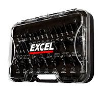 Excel 35-Piece Router Bit Set, 1/4in Shank, Tungsten Carbide, 6.35mm Diameter