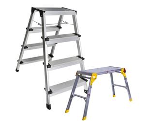 Excel AluminiumStoolLadder 4 Tread with Work Bench Folding HopUp 300mm - Aluminiumhopup, AluminiumStool, AluminiumLadder, Foldable Hopup, Portable hopup, Foldableladder