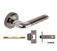 Excel Architectural 3570-PRV Argo Door Handles & Push Button Privacy Latch, Polished Chrome/Black Nickel