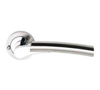 Excel Architectural 3650-PRV Ultimo Door Handles & Push Button Privacy Latch, Satin Nickel/Polished Chrome