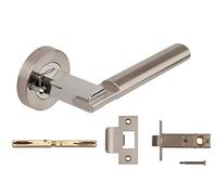 Excel Architectural 3655-PRV Chronos Door Handles & Push Button Privacy Latch, Satin Nickel/Polished Chrome