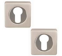 Excel Architectural DH3623-SQ Square Euro Profile Escutcheon Set, Satin Nickel/Polished Chrome
