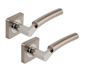 Excel Architectural DH3650-SQ Ultimo Passage Door Handles on Square Rose, Satin Nickel/Polished Chrome